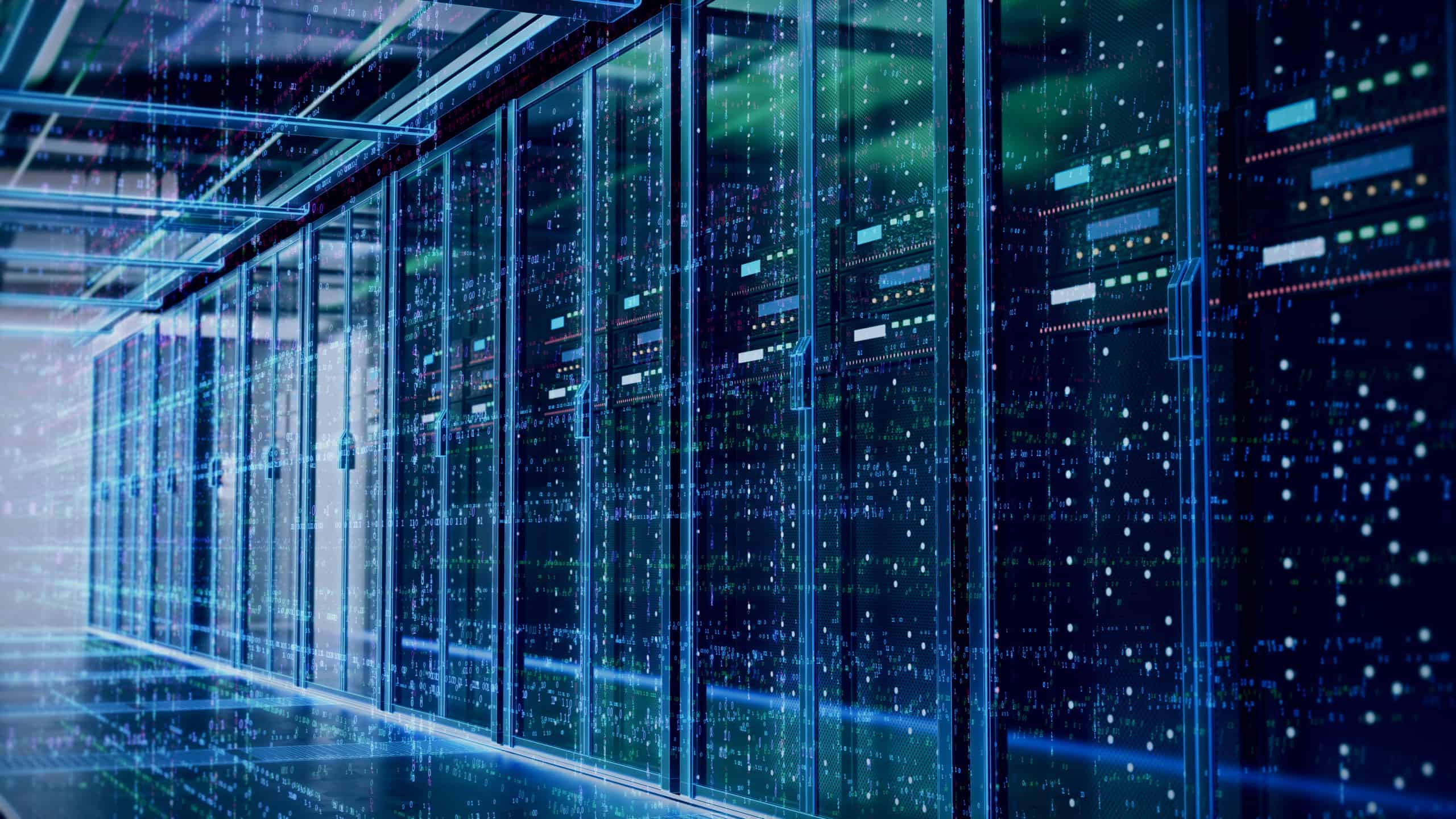 Server room in data centre.